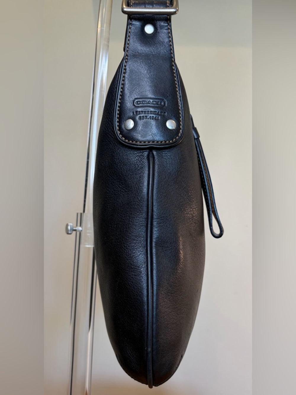 Vintage COACH Metro Hippie Bag Black Leather Slim Hobo Crossbody 6676 EUC - Picture 12 of 17
